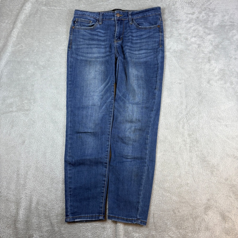 Judy Blue Jeans Women 29 (Fits 30x26) Relaxed Blue‎ Whiskered Faded Stretch